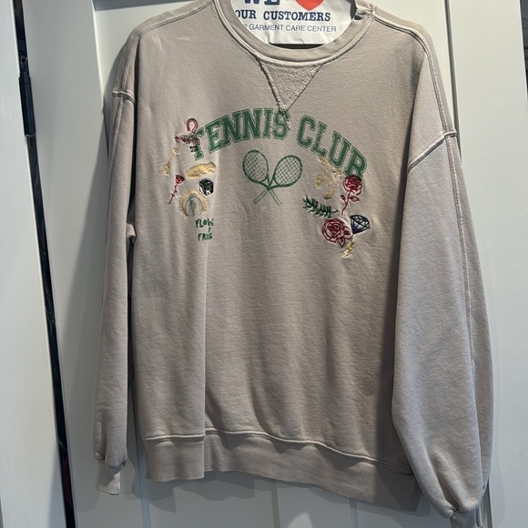Free People Over and Out Graphic Vintage looking Pullover Tennis Sweatshirt NWOT - Picture 14 of 15